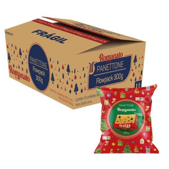 Panettone Romanato (300g) Caixa Fechada com 12 Unidades Chocotone ou Panetone Natal presente Familia empresa atacado