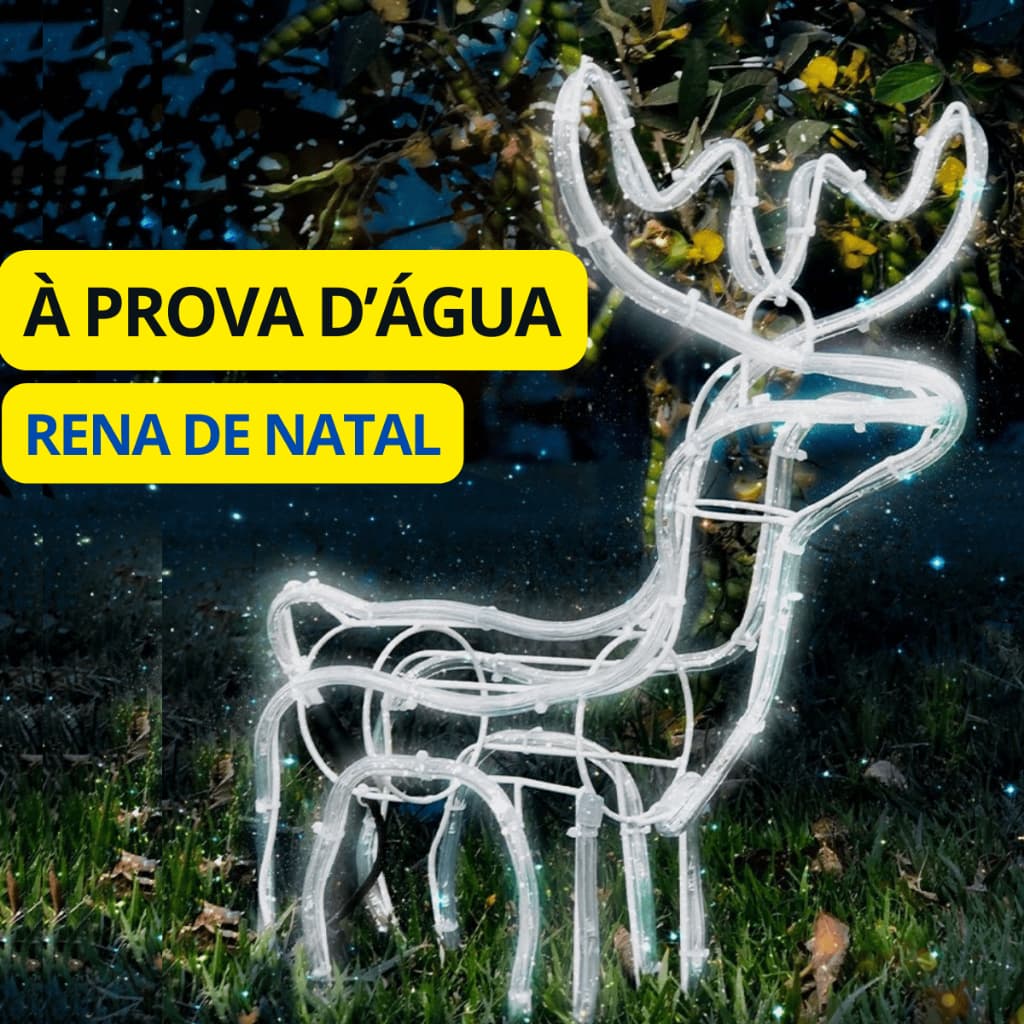 Rena de LED Natalina 45cm Luz Branca Fria 127v-220v Decoração Natal  om ou sem Movimento