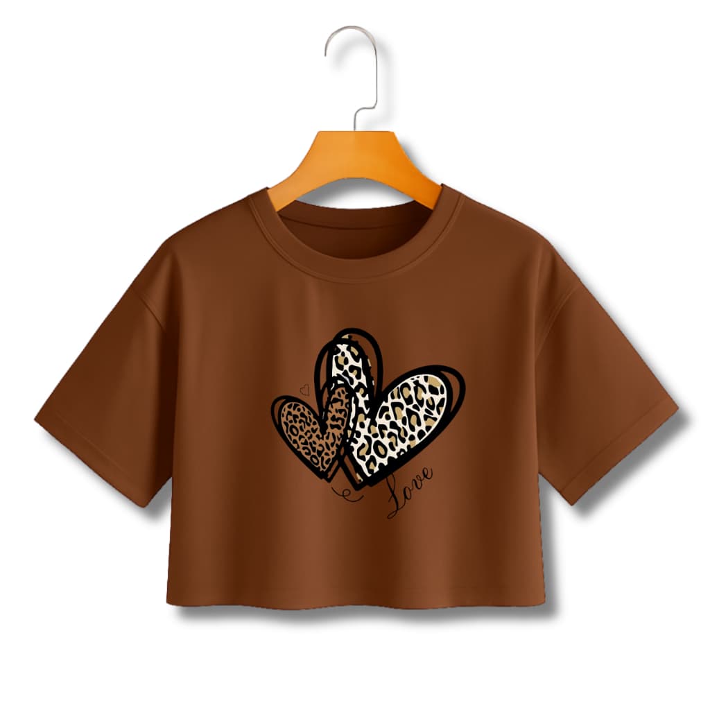 CROPPED FEMININO ANIMAL PRINT CORAÇÃO LOVE DISCRETO BONITO ELEGANTE