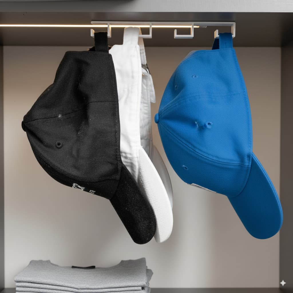 Suporte Organizador de Bonés Adesivo | Pendure Dentro do Guarda-roupa, Parede, Porta e etc