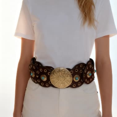 Cinto Ouro  Turquesa Boho Country Para Festa Mulheres Com FashionAcessório , Novo Estilo 6CM Largura