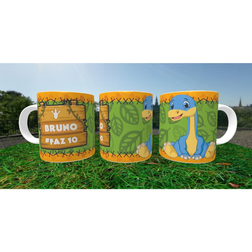 Caneca Personalizada de Plástico Dinossauro Aniversário Infantil