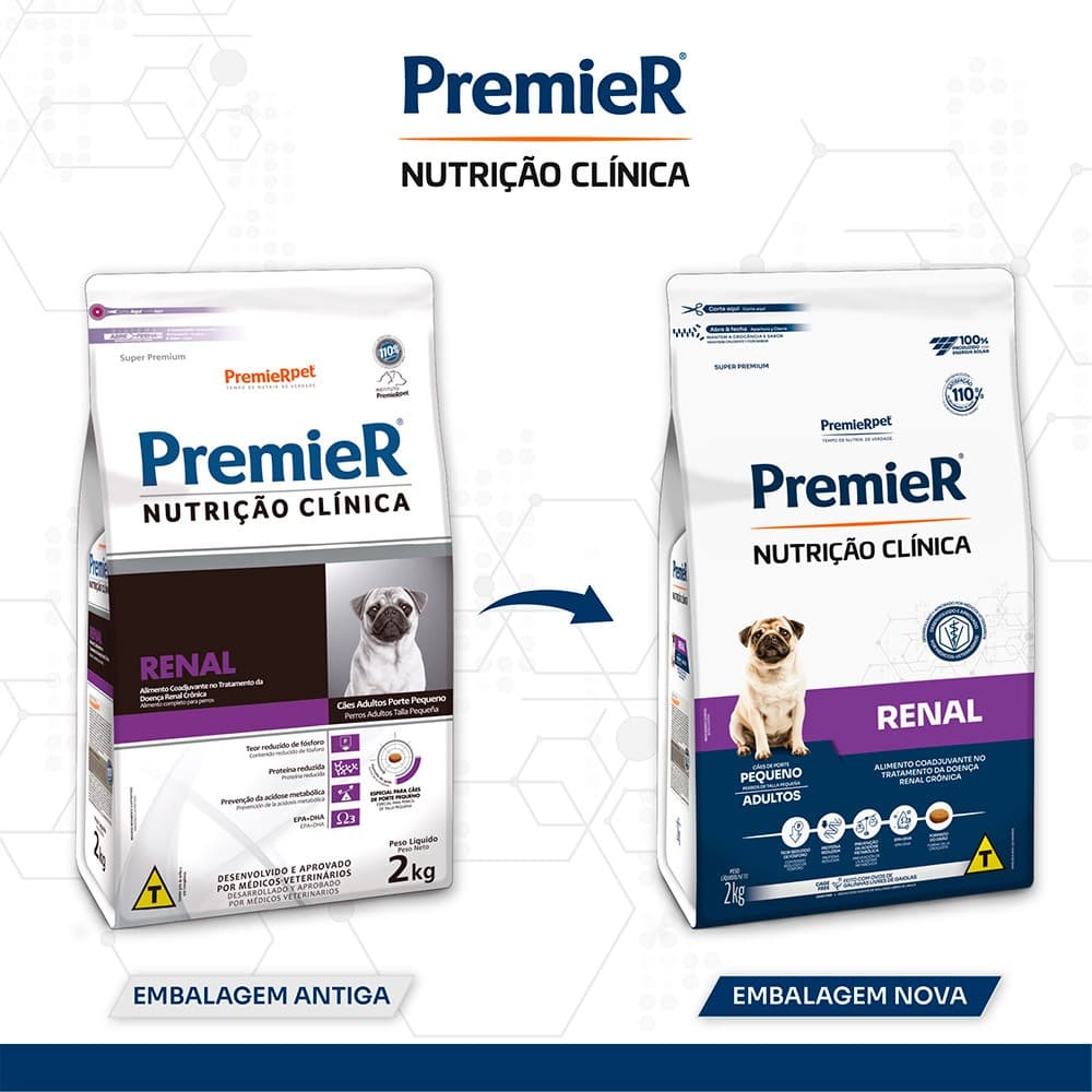 Ração Premier Nutrição Clínica Renal para Cães Adultos de Porte Pequeno Ração Premier Nutrição Clínica Renal para Cães