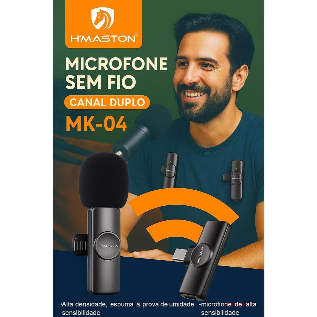 Microfone De Lapela Sem Fio Com Canal Duplo Tipo C MK-04 !