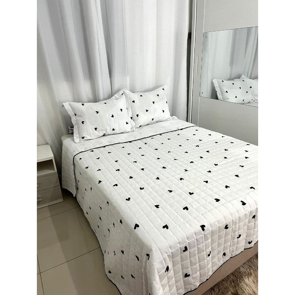 COLCHA DE CAMA QUEEN DE CORAÇÃO DE 3 PEÇAS - MARINA ENXOVAIS