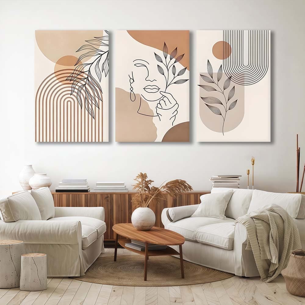 Quadros Decorativos 3 Peqas Geometrico Minimalista Elegante Tons Neutros Para Quadro Sala E Decoração Para Quarto​