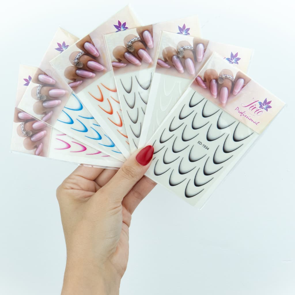 Kit 10 Cartelas Adesivos Para Francesa Manicure Adesivo De Unha Francesinha Reversa Unhas Nail Art