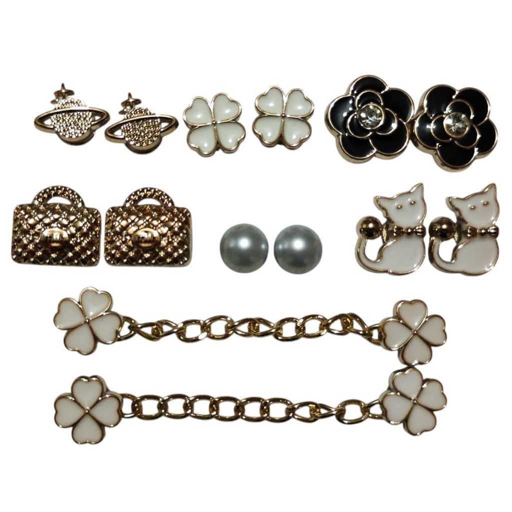 KIT 14  PINS BÓTONS PINGENTES CORDÃO PARA BABUCHES BRILHO STRASS LUXO DOURADO PRATA