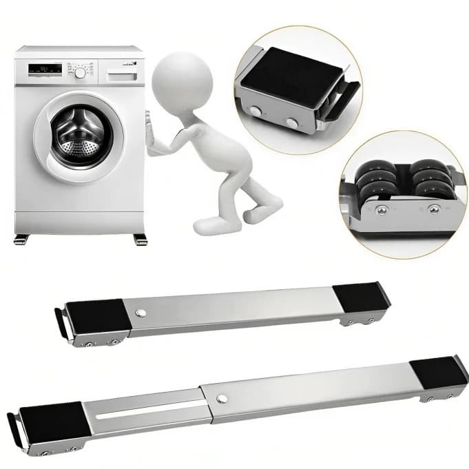 Suporte Com Rodízio Aluminio Para Geladeira Fogão E Máquina De Lavar Base Carrinho