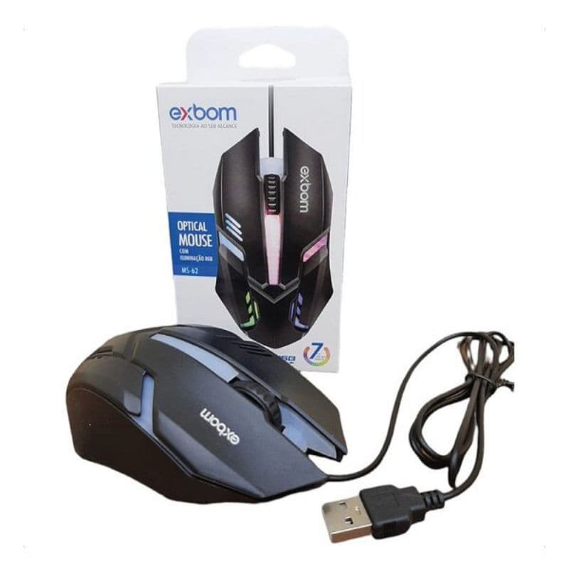 Mouse Gamer USB MS-62  LED RGB 7 Cores | 1200DPI Preciso | Design Ergonômico para PC e Notebook