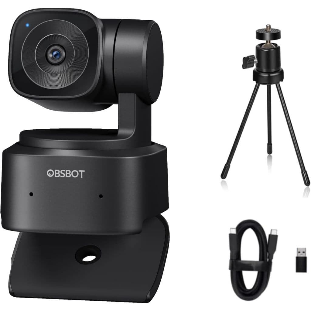 OBSBOT Tiny SE Webcam 1080p 100FPS PTZ AI Zoom 4X Rastreamento Automático Chamada de Vídeo e Transmissão ao Vivo
