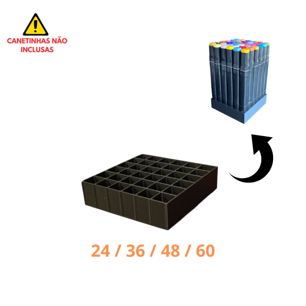 Suporte Organizador de Canetinha Marcador Pincel Porta Estojo 24/36/48/60 Slots para Caneta Marcadora