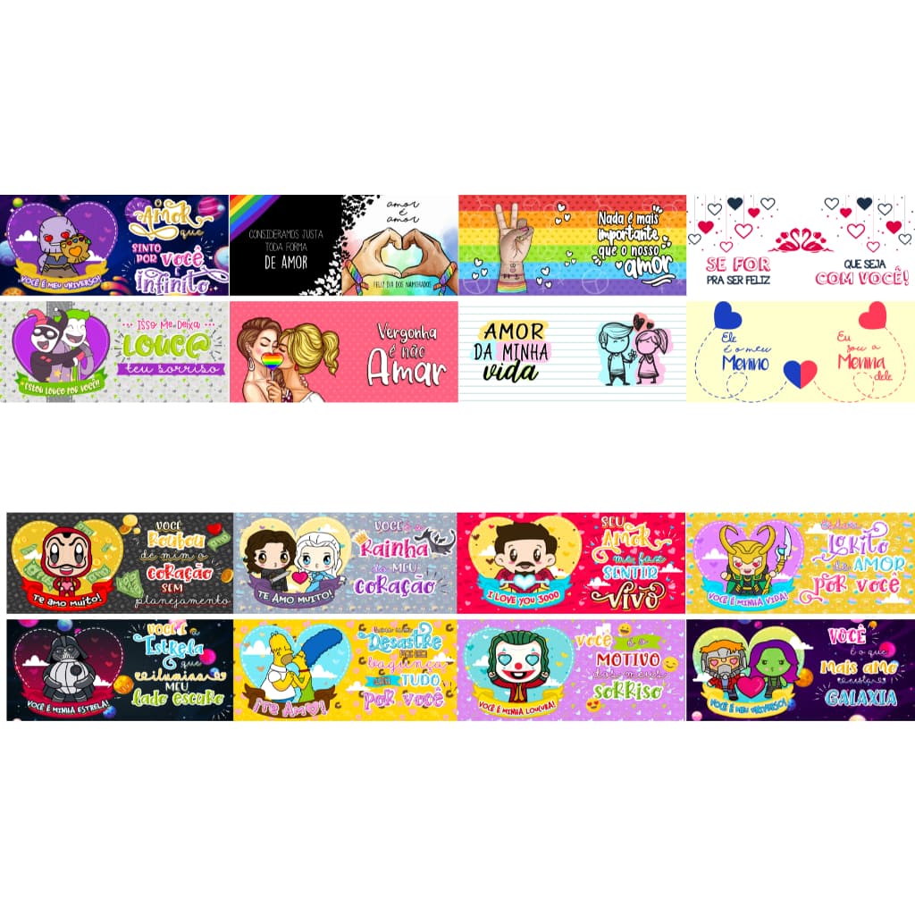 32 Estampas Prontas Impressas Dia Dos Namorados Sublimação Pack 4