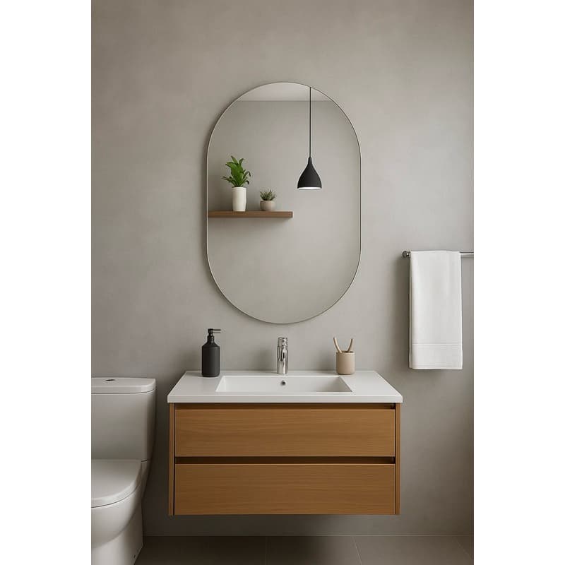 Espelho Oval Decorativo 80x50 cm – Moderno , Elegante e Ideal para Banheiro, Sala ou Quarto vc