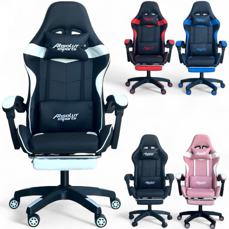 Cadeiras Gamer Ergonômica Giratória 360° Ajuste Altura Reclinável Apoio Pés