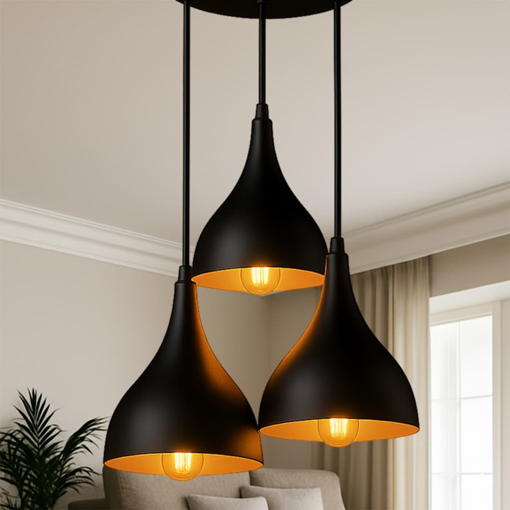 Lustre Pendente Luminária Gota tripla, Quarto, Sala, Cozinha Moderna Alumínio Não Enferruja