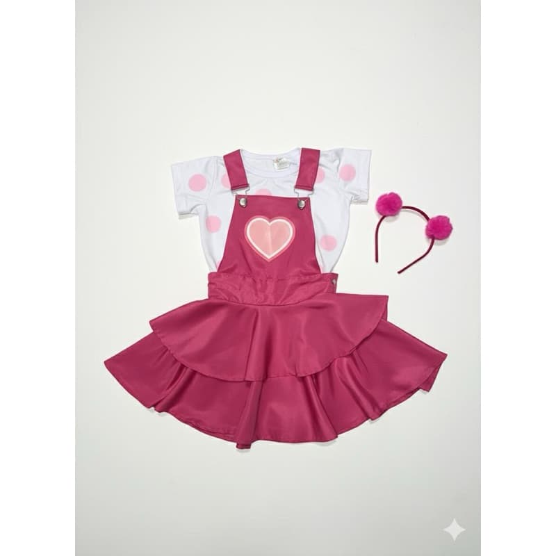 Fantasia Maria Clara e Jp jardineira camiseta e tiara Pompom