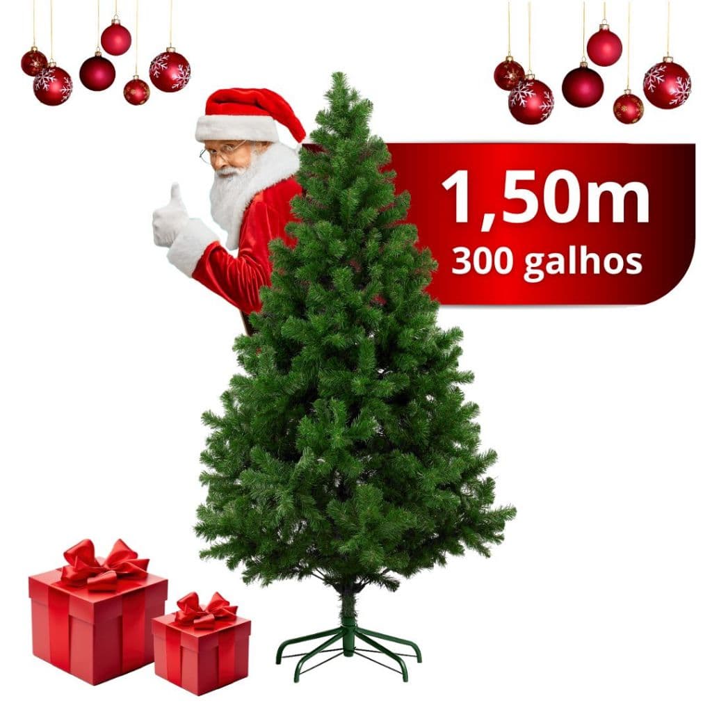 Árvore de Natal 1,50/ 1,80 / 2,10 m Pé de Ferro Pinheiro Canadense para Decoração de natal