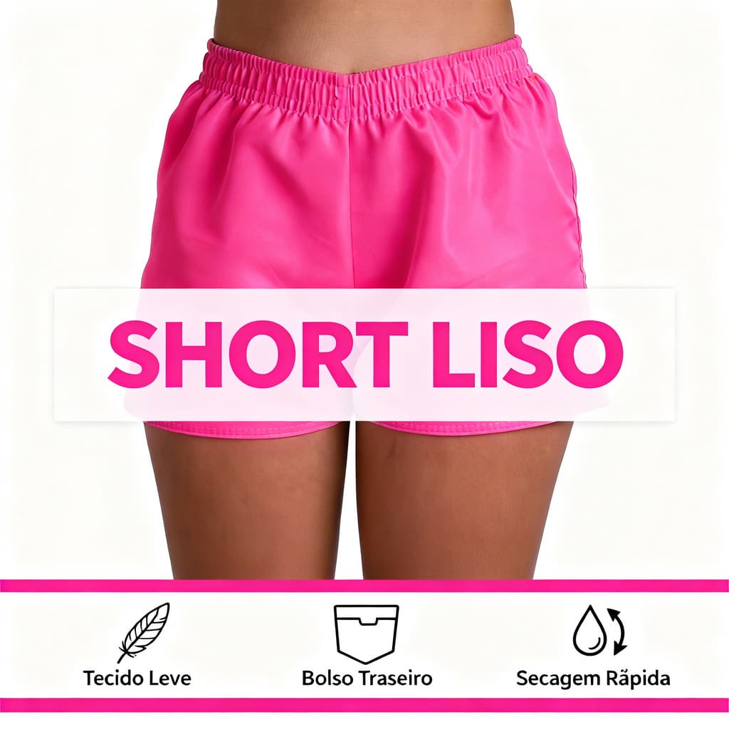 Kit Shortinho Liso Feminino Tactel Short Praia Verão Conforto e Estilo