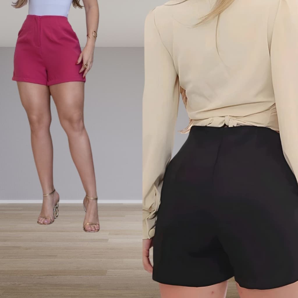 Kit 2 Shorts Social Pink E Preto Feminina - Para ficar confortavel
