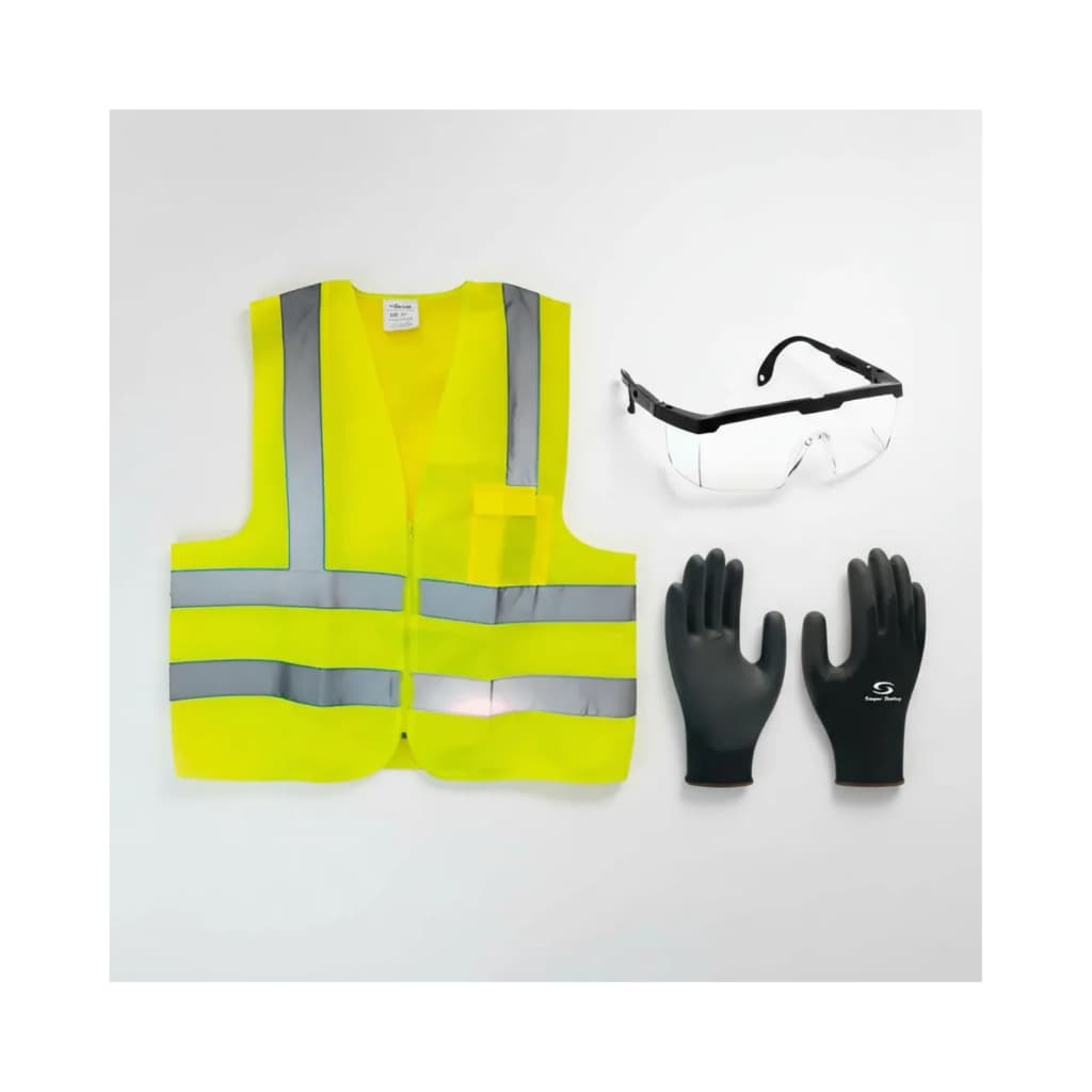 Kit Epi Para Trabalho Trabalhador Entregador Motorista Proteção Sinalização Refletivo Óculos Colete Luvas