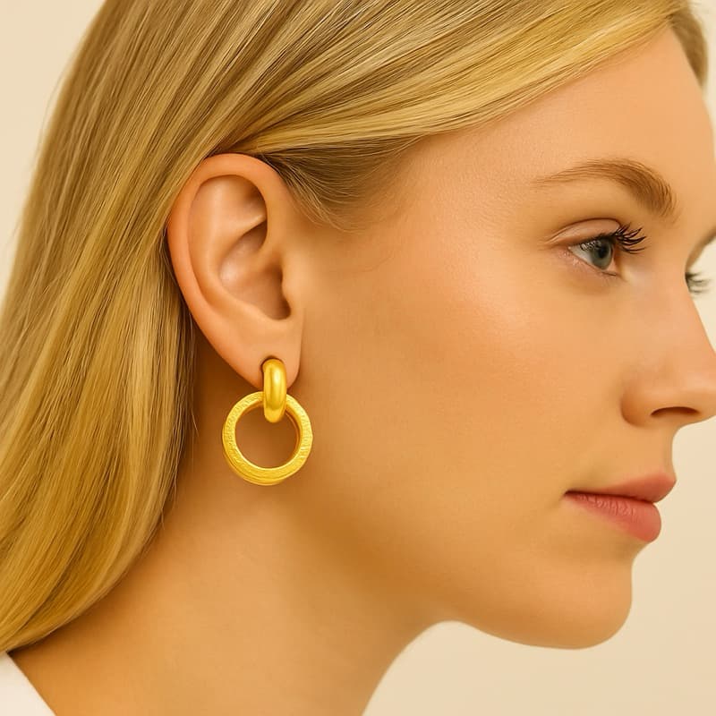 Brinco Feminino Dourado Argola Grossa Minimalista | Brinco de Argola Moderno Elegante Joia Folheada Moda Feminina