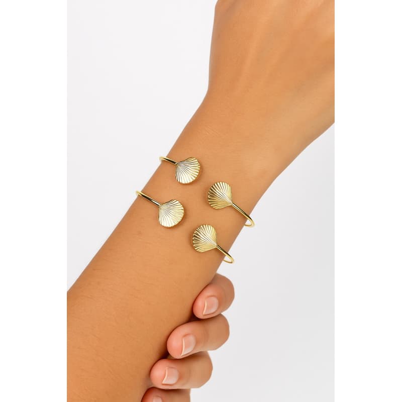 kit Pulseira Feminina  Regulável | Bracelete Aberto Conchas Marinhas Minimalista