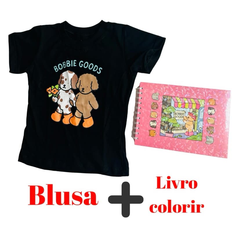 Kit Blusa Camiseta Infantil Bobie Good + Livro de colorir Infantil Dia Das Crianças