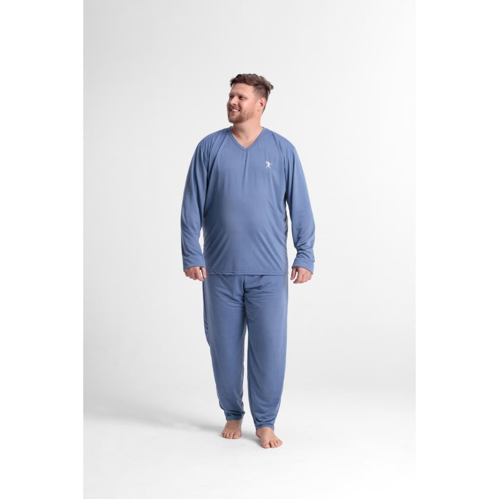 Pijama Masculino Extra Grande Longo Camisa E Calça Plus Sise