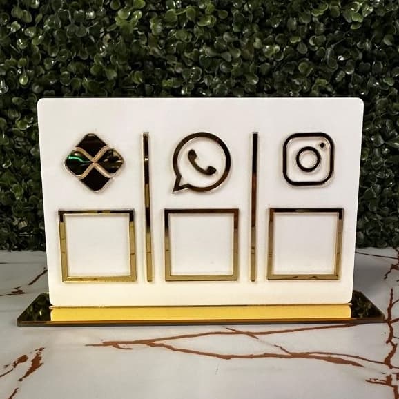 Placa Pix 3 QR Code em Acrílico [SEM LOGO] - Display  Mesa