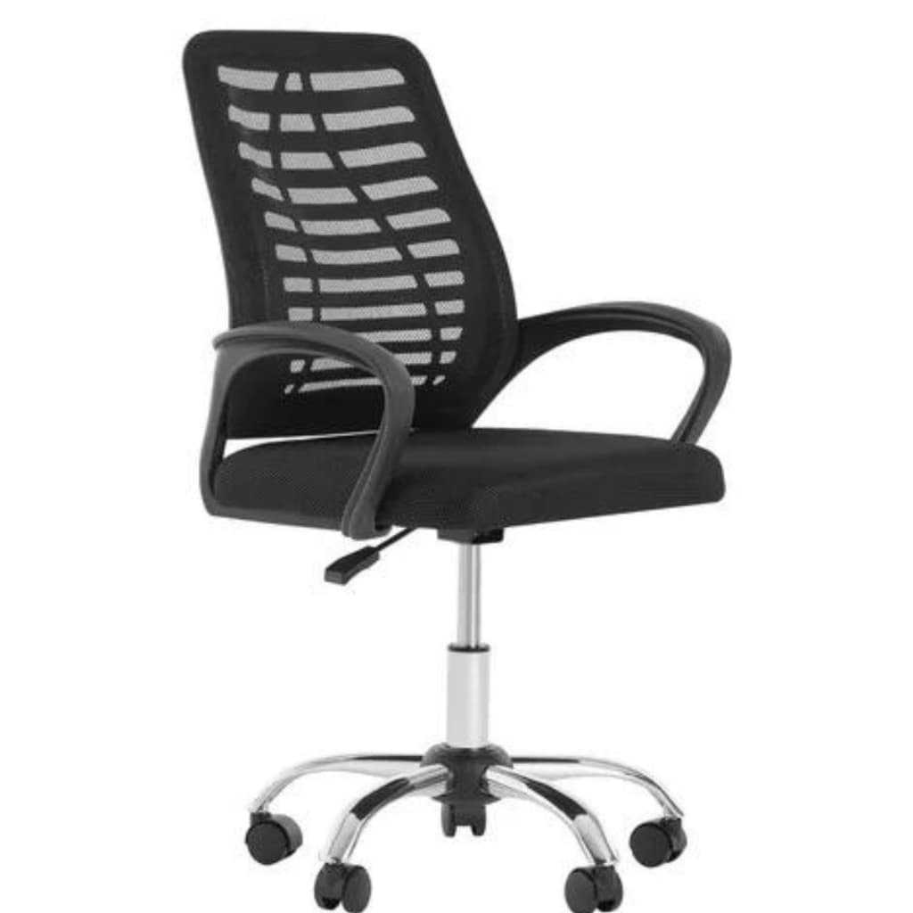 Cadeira Giratória Escritório Ergonômica com Encosto Mesh, Rodas, Regulagens Altura e Apoio de Braços