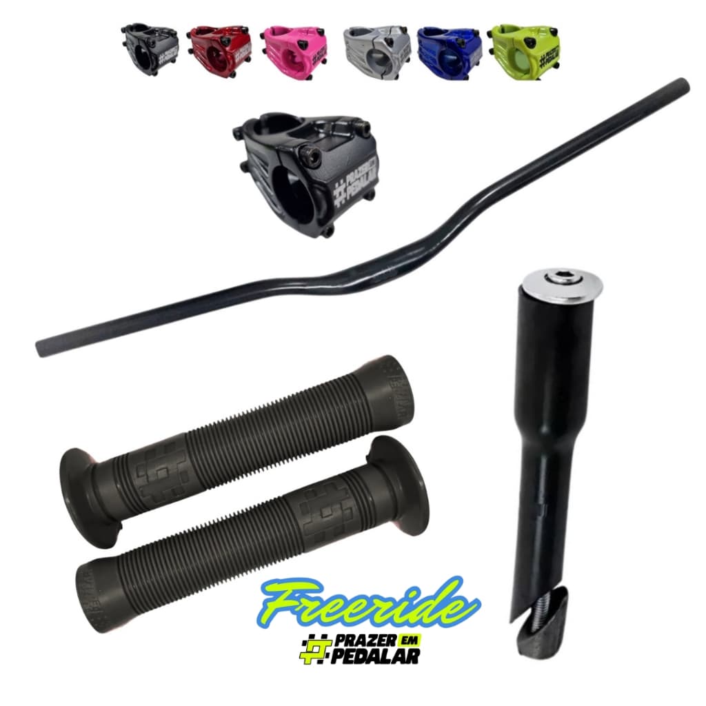 Guidão Voador Freeride + Mesa + Manoplas + Adaptador 21,1mm
