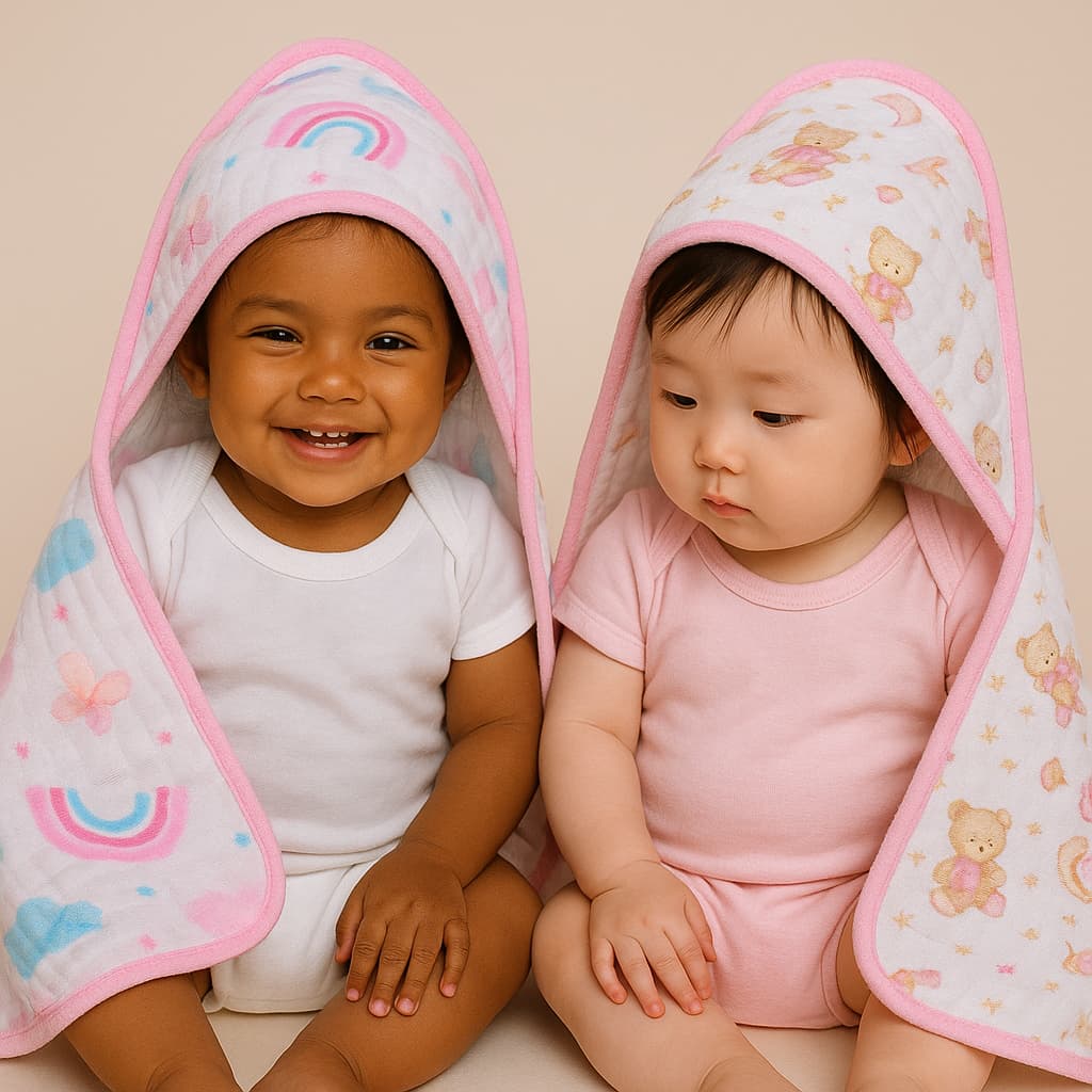 Kit 2 Toalhas de Banho Bebê Enxoval Fralda Soft com Capuz 100% Algodão Menino Menina