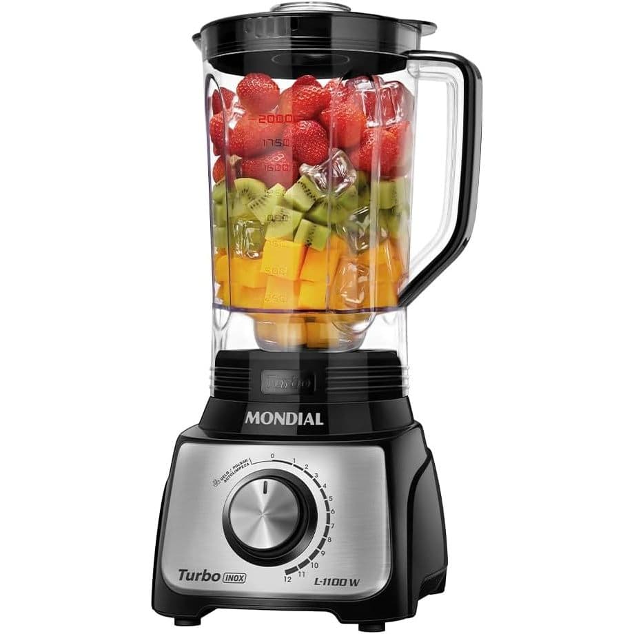 Liquidificador Turbo, Mondial, Preto/Inox, 1100W,  - L-1100 BI