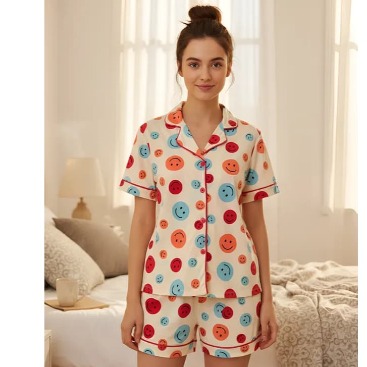 Pijama short doll americano blogueirinha botões Abertura amamentação gestante blogueira maternidade