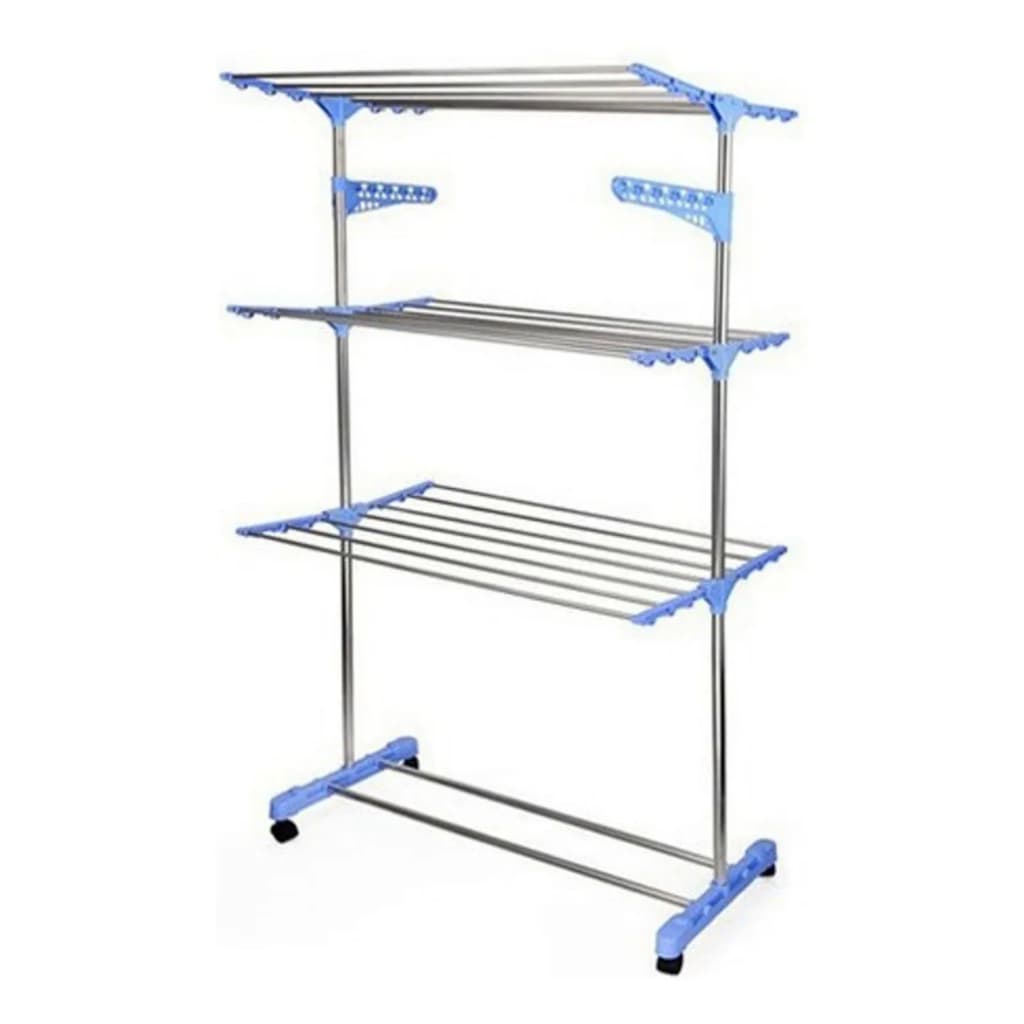 Varal De Roupa Retratil Articulado Dobravel Vertical C/ Roda Cor Azul
