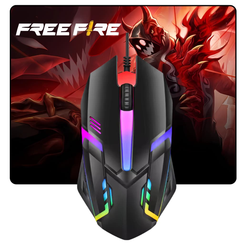Kit Mouse com Fio V1 Led com Mousepad Mesa Escritório