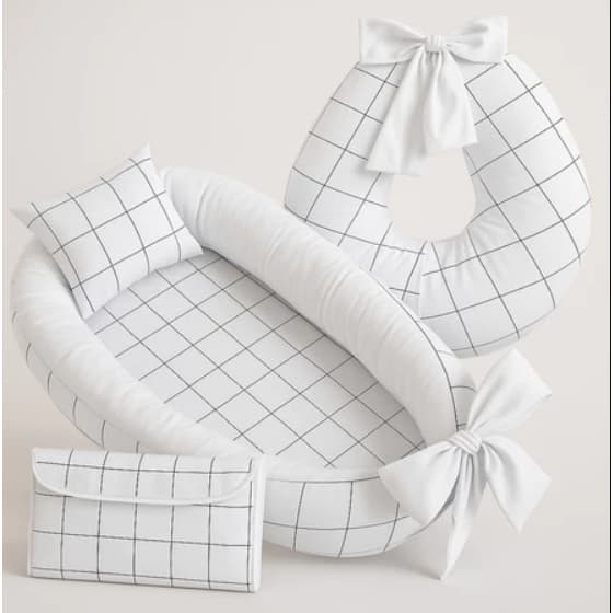 Kit Baby Premium –Almofada de Amamentação + Ninho Redutor de Berço + Trocador Portátil Estampado