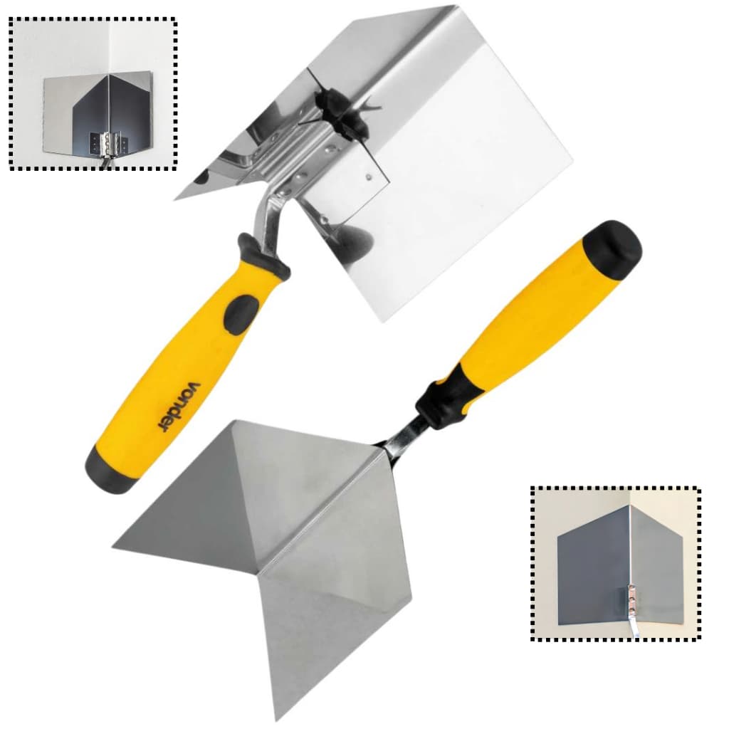 Kit Com 2 Espatulas Desempenadeiras Canto Externo Interno 90 Graus Aço Inox  - Vonder Profissional Argamassa etc