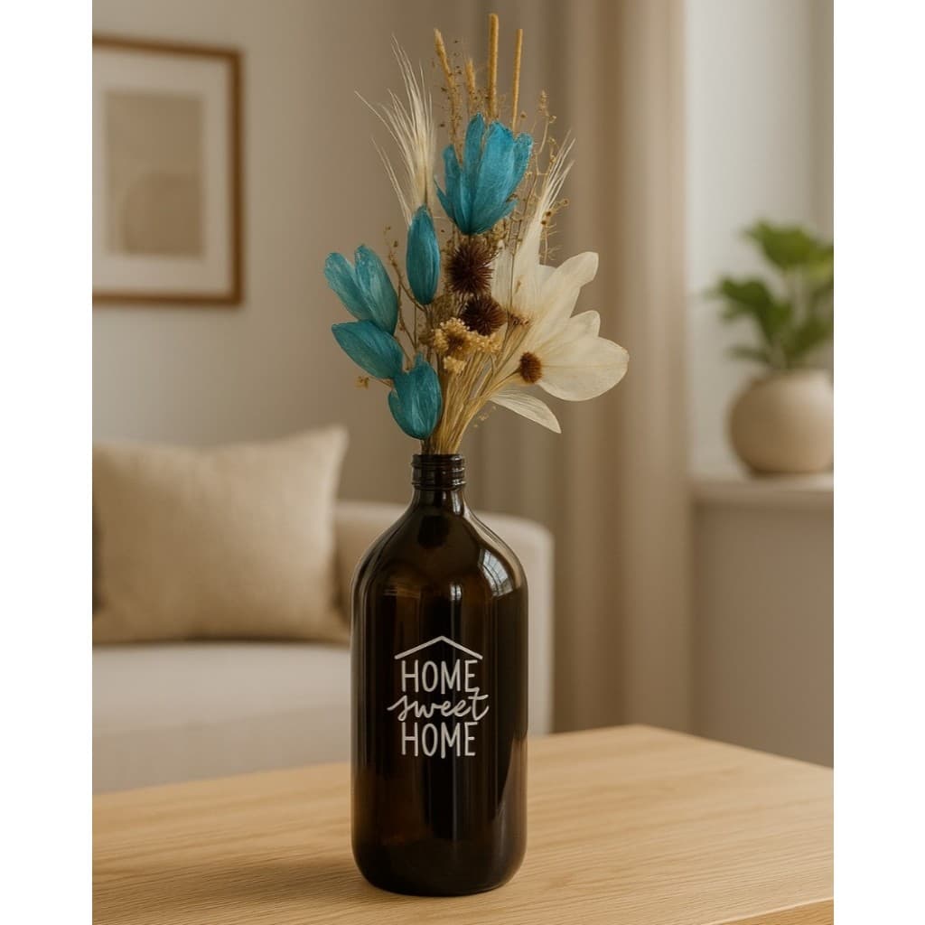 Garrafa De Vidro Decorada Com Frases Decoração Casa Sala