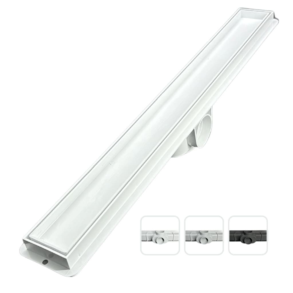 Ralo Linear Cola Piso invisível Banheiro 5x50cm Coletor Anti Odor Saída lateral fundo