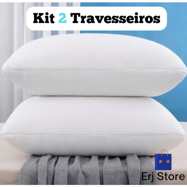 Kit 2 Travesseiros Confort e Luxo - Antialérgico e Antibacteriano algodão Premium 50x70 Alto e firme