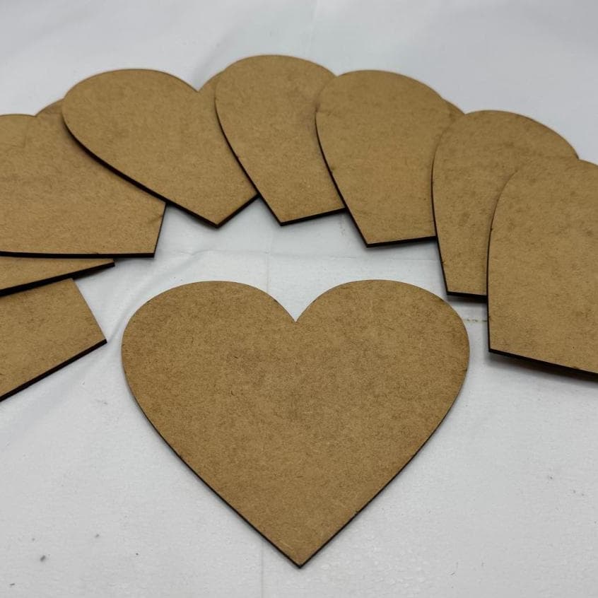 Kit 25 Coração MDF Cru para Pintar e Personalizar Artesanato Recorte 15cm e 8cm