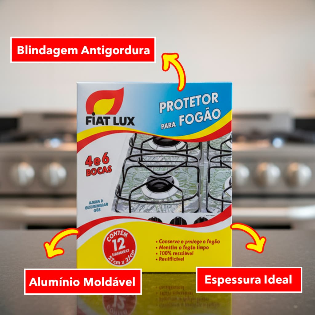 Protetor para Fogão de Alumínio 4 E 6 Bocas Caixa Com 12 Unidades 27x27