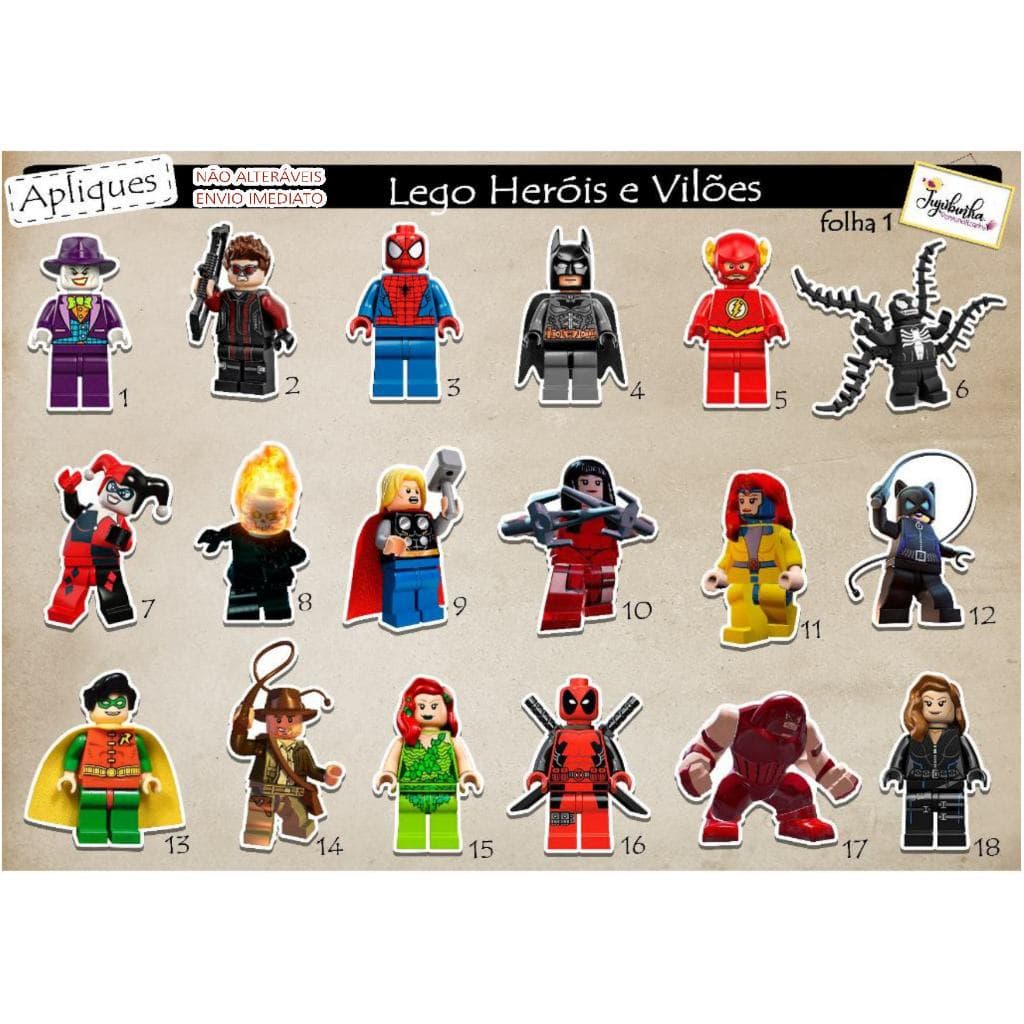 ADESIVOS RECORTADOS  - LEGO HERÓIS E VILÕES -  LEMBRANCINHA, ANIVERSÁRIOS, DECORAÇÃO, ENVIO IMEDIATO