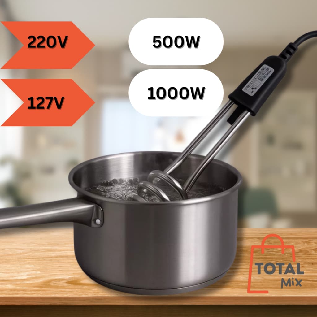 Ebulidor Elétrico de Imersão Mergulhão Rabo Quente 500W - 127V / 220V Ferve Água Rápido