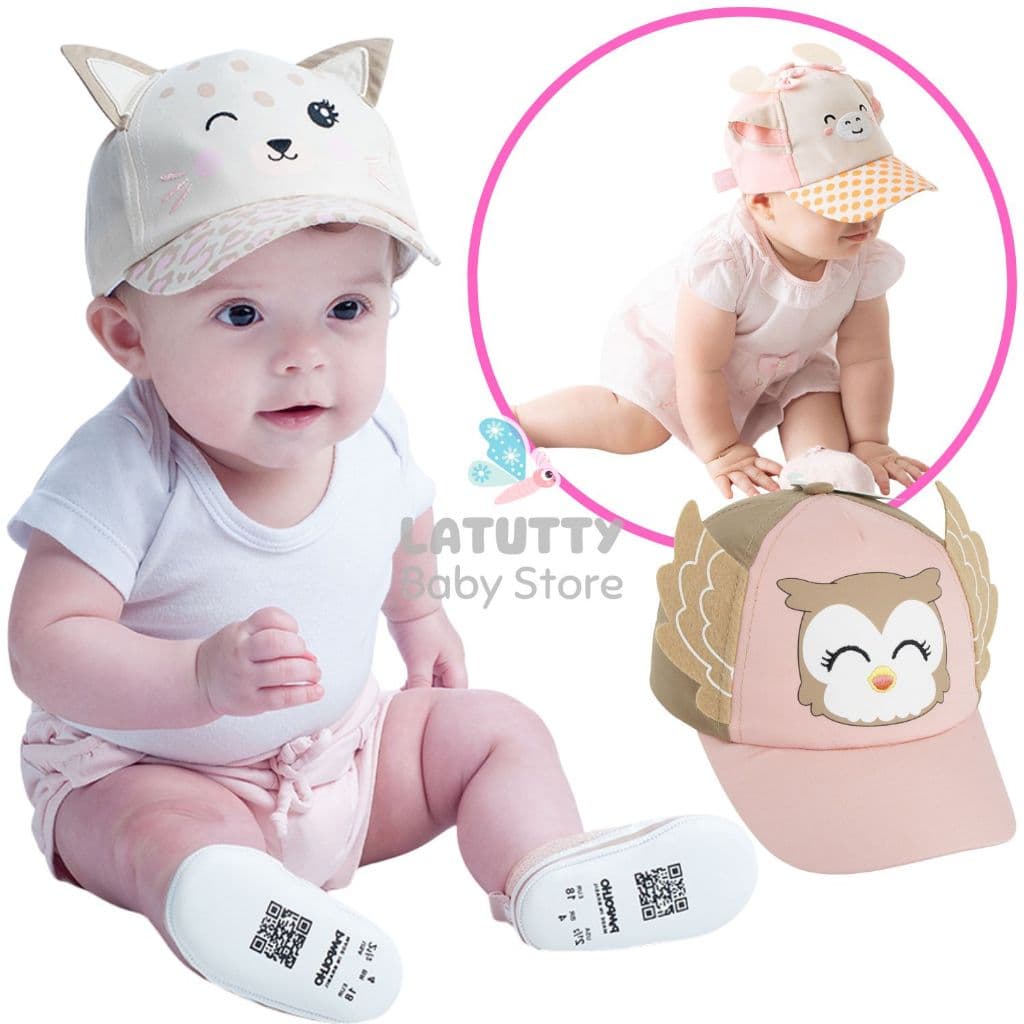 Boné Bebê Menina Pimpolho Bonezinho Algodão Bebe RN a 1 Ano Boné Infantil com Velcro Lúdico