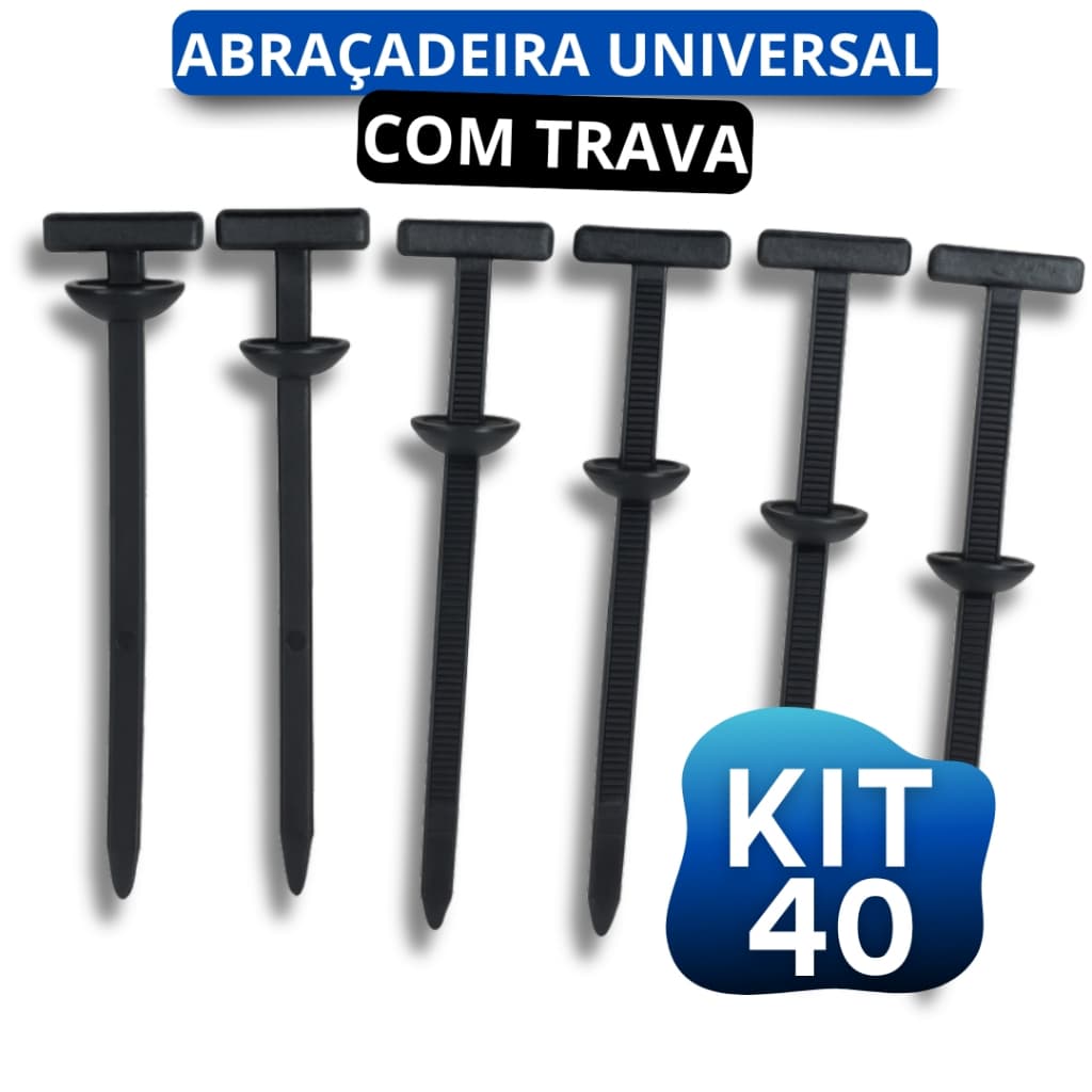 Kit 40 Abraçadeira Universal Com Travamento Automático Enforca Gato de Nylon Fivela Resistentes