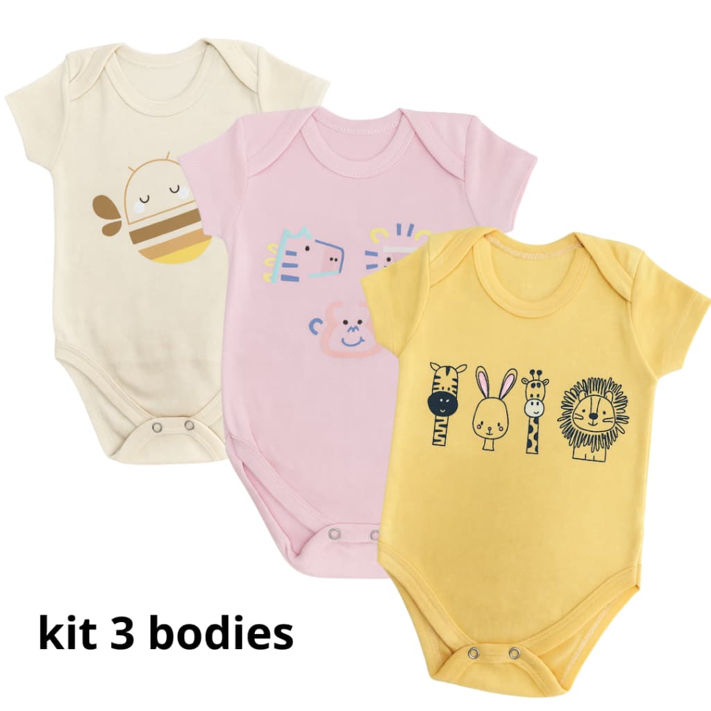 Kit 03 bodies Bebê 100% algodão menino/menina