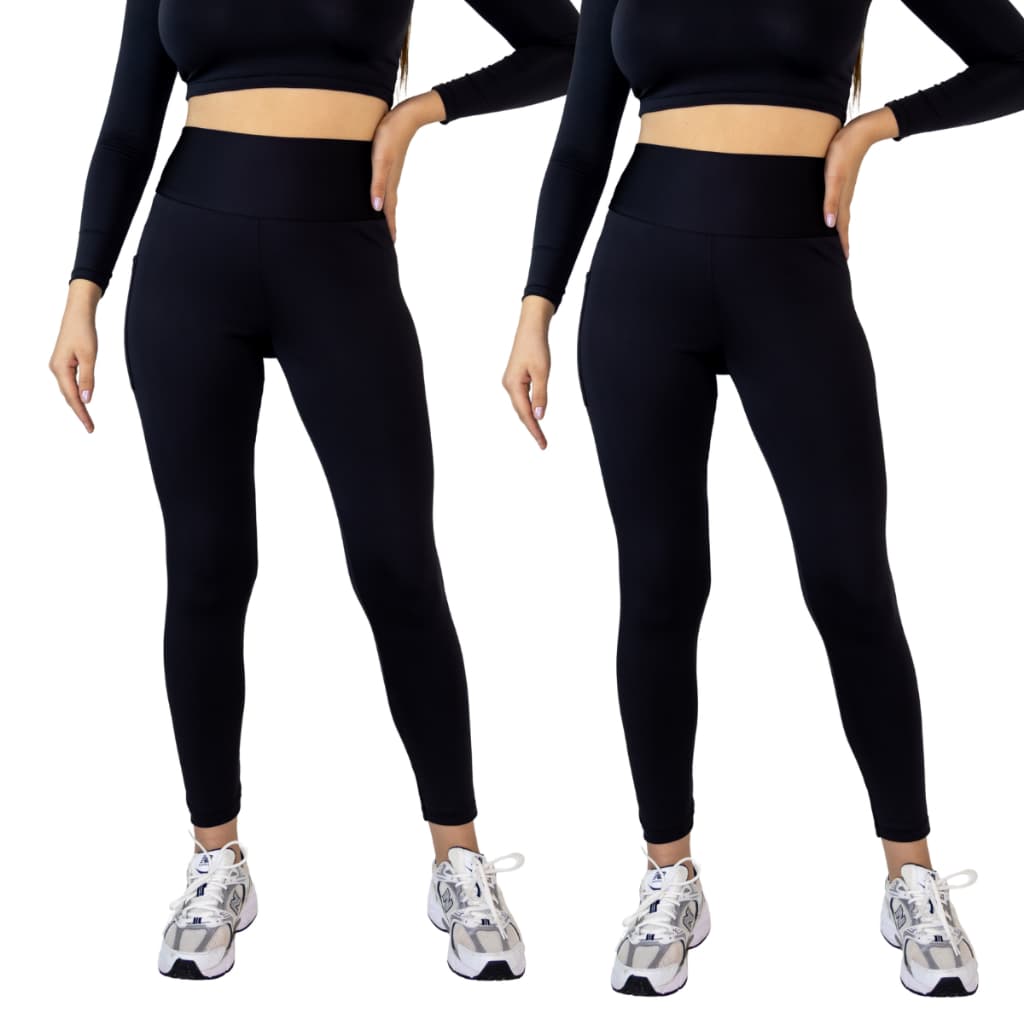 Kit 2 Calça Legging Feminina Suplex Fitness Cintura Alta Treino